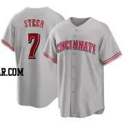 Spencer Steer Men's Cincinnati Reds Gray Replica Road Jersey