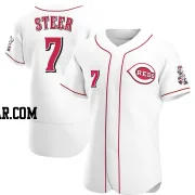 Spencer Steer Men's Cincinnati Reds White Authentic Home Jersey