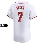 Spencer Steer Men's Cincinnati Reds White Elite Home Jersey