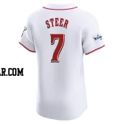 Spencer Steer Men's Cincinnati Reds White Elite Home Patch Jersey