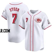 Spencer Steer Men's Cincinnati Reds White Limited Home Jersey