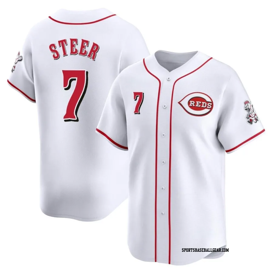 Spencer Steer Men's Cincinnati Reds White Limited Home Jersey