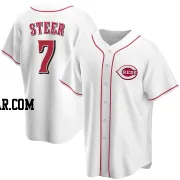 Spencer Steer Men's Cincinnati Reds White Replica Home Jersey