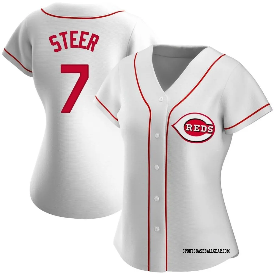 Spencer Steer Women's Cincinnati Reds White Authentic Home Jersey