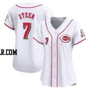 Spencer Steer Women's Cincinnati Reds White Limited Home Jersey