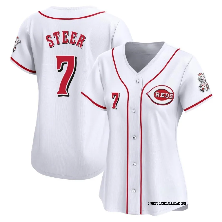 Spencer Steer Women's Cincinnati Reds White Limited Home Jersey