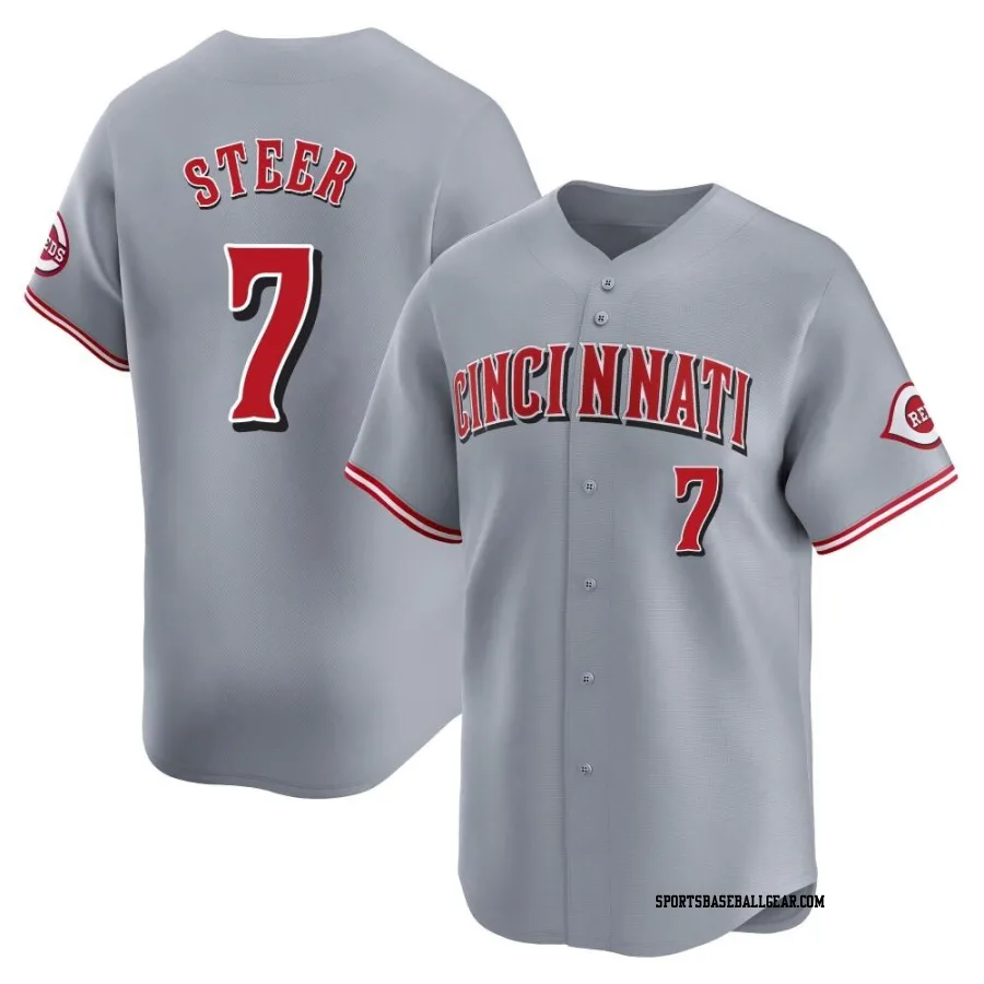 Spencer Steer Youth Cincinnati Reds Gray Limited Away Jersey