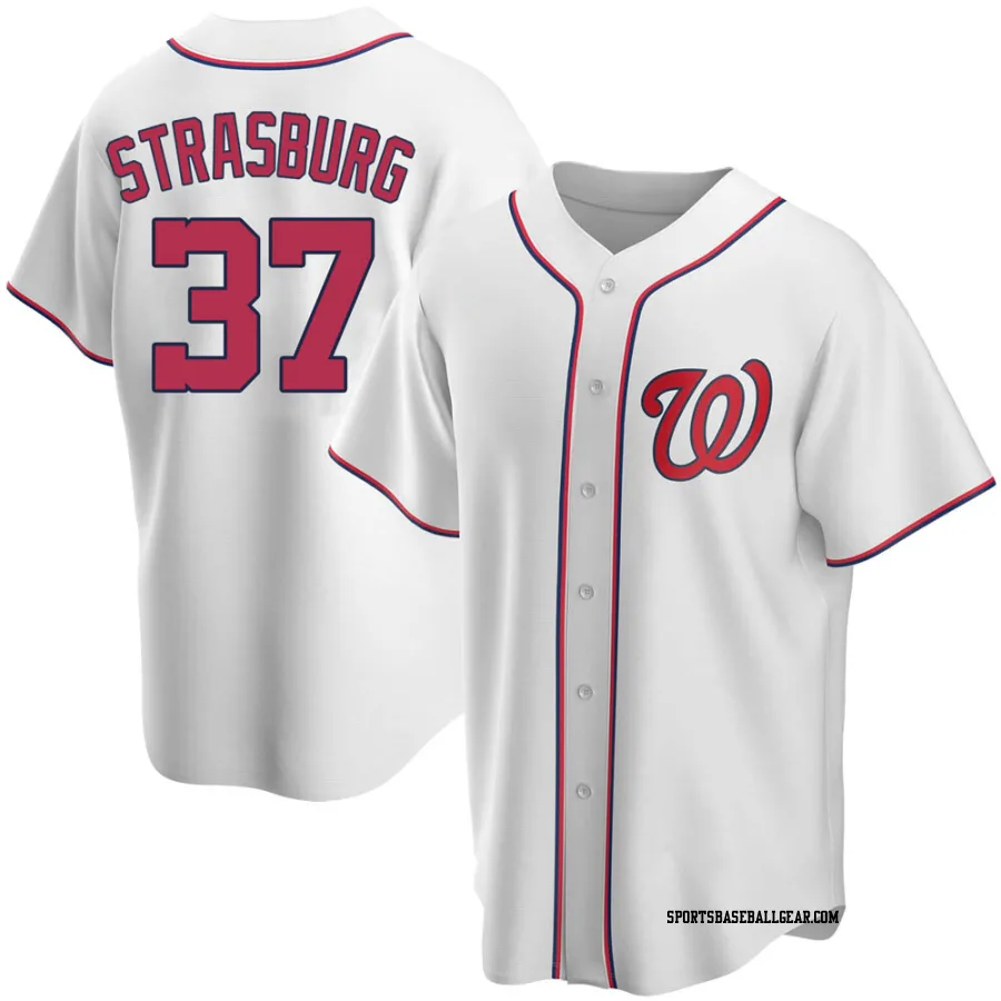 Stephen Strasburg Men's Washington Nationals White Replica Home Jersey