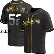 Stephen Woods Jr. Men's Kansas City Royals Black Golden Replica Alternate Jersey