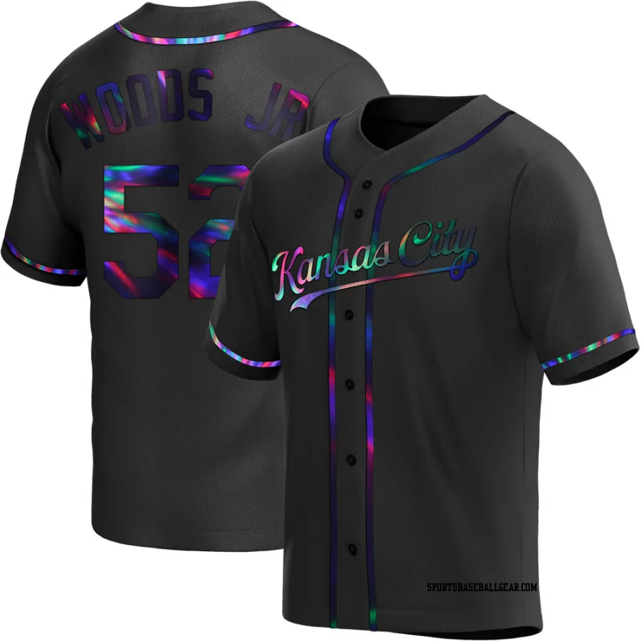 Stephen Woods Jr. Men's Kansas City Royals Black Holographic Replica Alternate Jersey