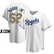 Stephen Woods Jr. Men's Kansas City Royals Gold Replica White Home Jersey