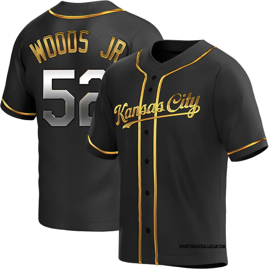 Stephen Woods Jr. Youth Kansas City Royals Black Golden Replica Alternate Jersey