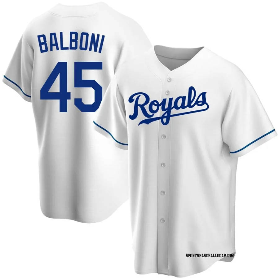 Steve Balboni Men's Kansas City Royals White Replica Home Jersey