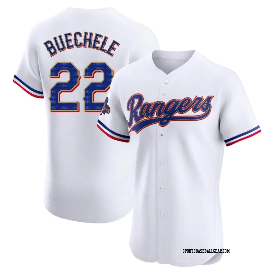 Steve Buechele Men's Texas Rangers Gold Elite White 2024 Collection Jersey