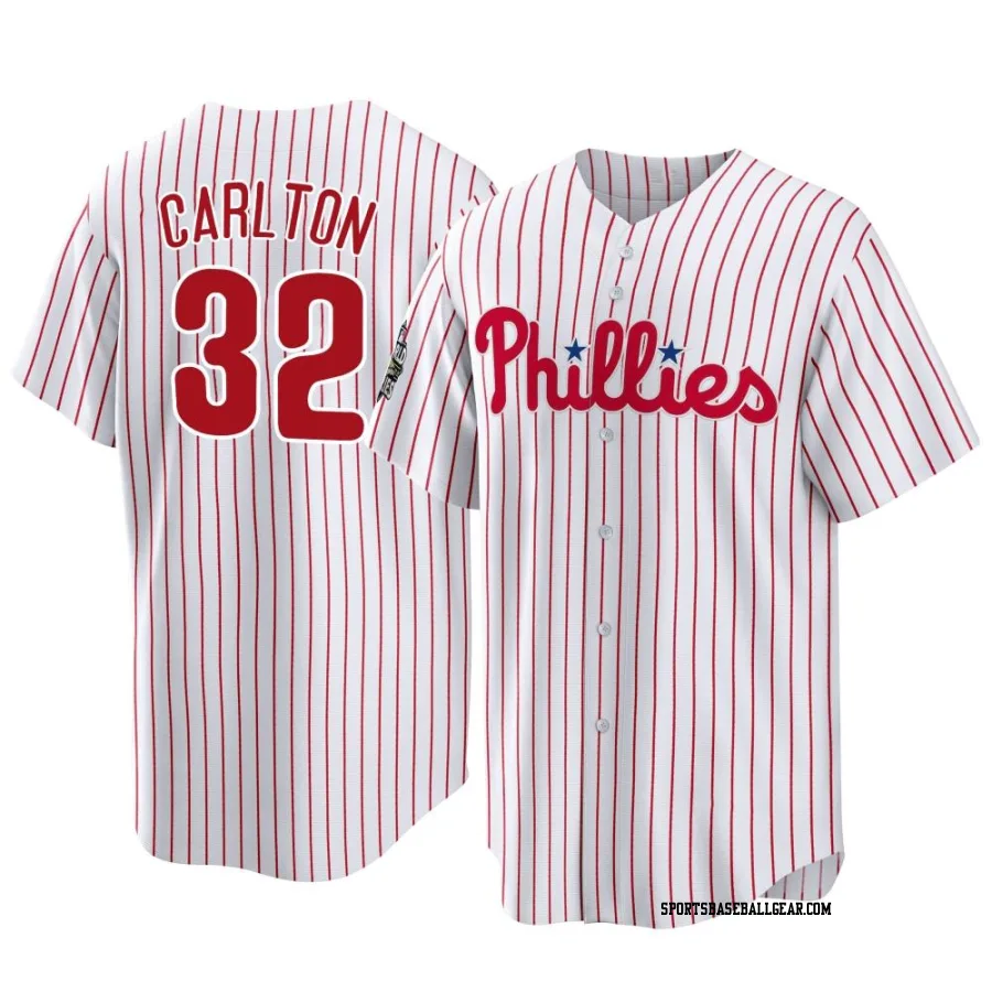 Steve Carlton Men's Philadelphia Phillies White Replica 2022 World Series Home Jersey