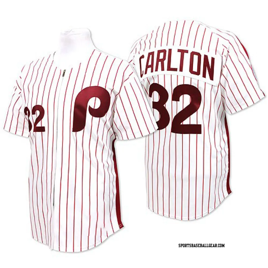 Steve Carlton Men's Philadelphia Phillies White/Red Authentic Strip Throwback Jersey