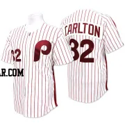 Steve Carlton Men's Philadelphia Phillies White/Red Replica Strip Throwback Jersey