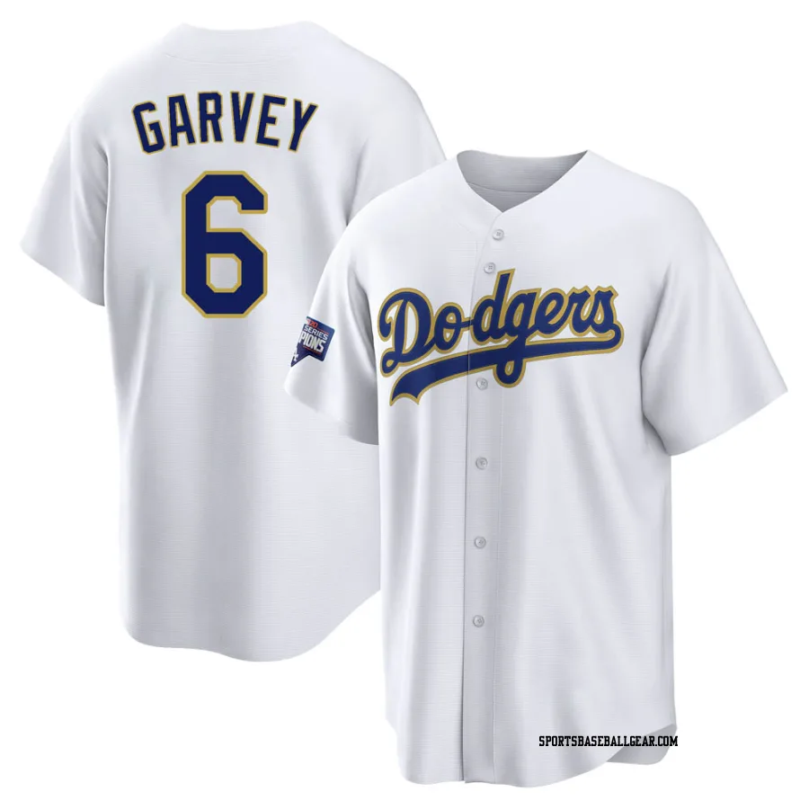 Steve Garvey Men's Los Angeles Dodgers White/Gold Replica 2021 Gold Program Player Jersey