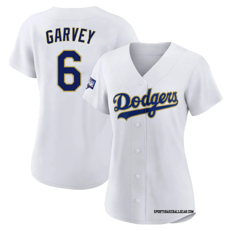 Steve Garvey Women's Los Angeles Dodgers White/Gold Replica 2021 Gold Program Player Jersey