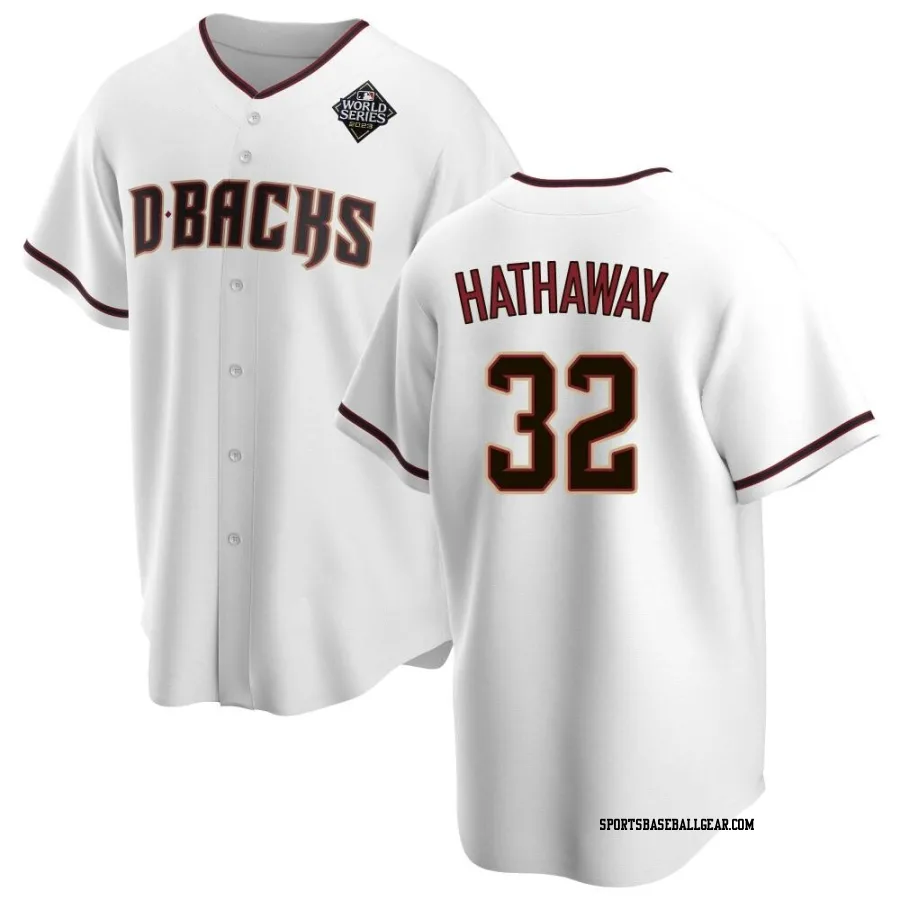 Steve Hathaway Men's Arizona Diamondbacks White Replica Home 2023 World Series Jersey