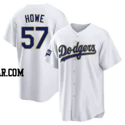 Steve Howe Men's Los Angeles Dodgers White/Gold Replica 2021 Gold Program Player Jersey