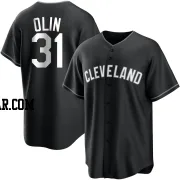 Steve Olin Men's Cleveland Guardians Black/White Replica Jersey