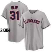 Steve Olin Men's Cleveland Guardians Gray Replica Road Jersey