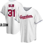 Steve Olin Men's Cleveland Guardians White Replica Home Jersey