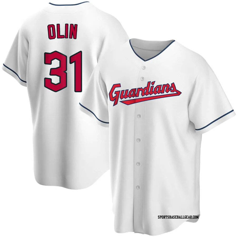 Steve Olin Men's Cleveland Guardians White Replica Home Jersey