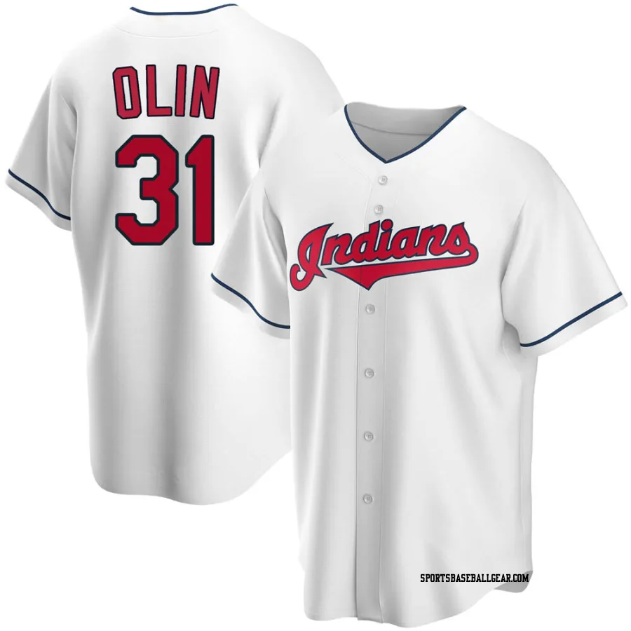 Steve Olin Men's Cleveland Guardians White Replica Home Jersey