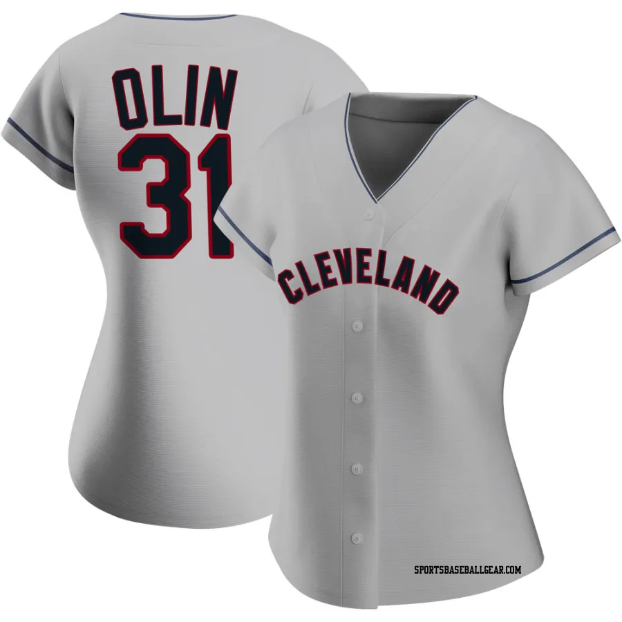 Steve Olin Women's Cleveland Guardians Gray Replica Road Jersey