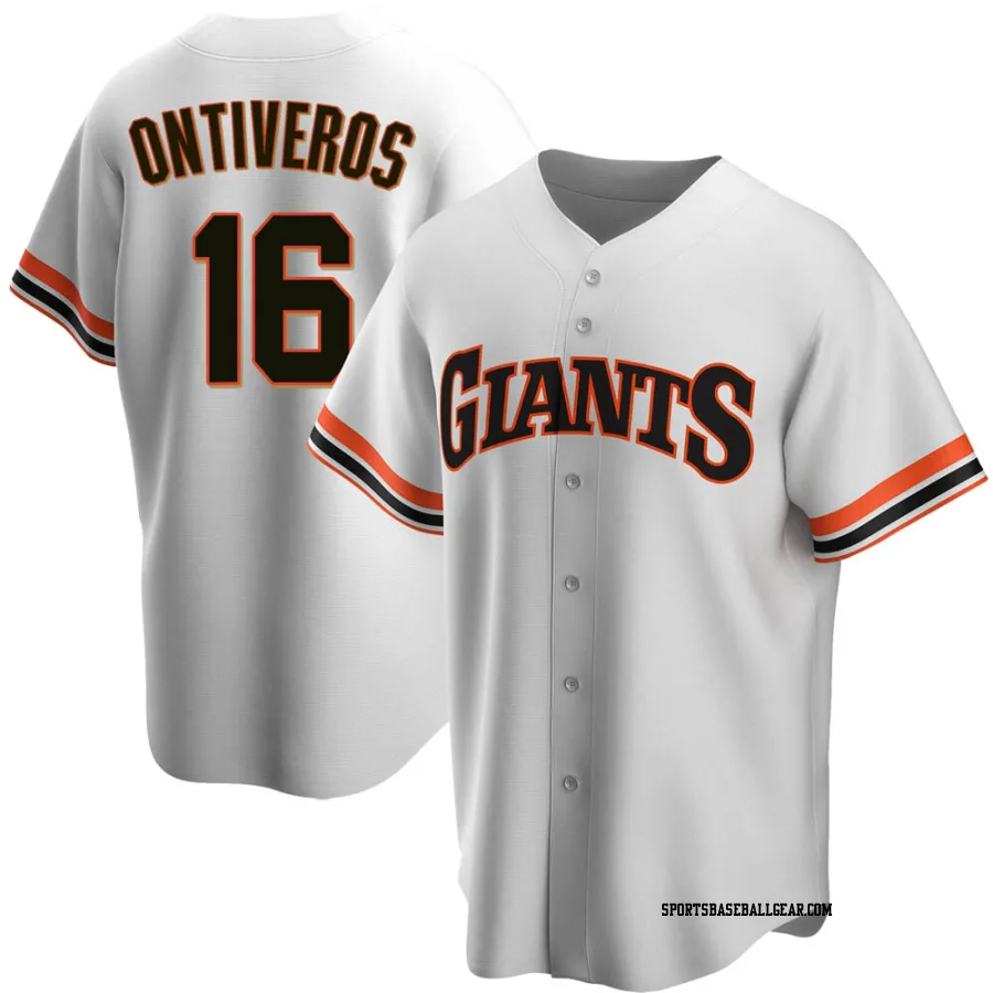 Steve Ontiveros Men's San Francisco Giants White Replica Home Cooperstown Collection Jersey