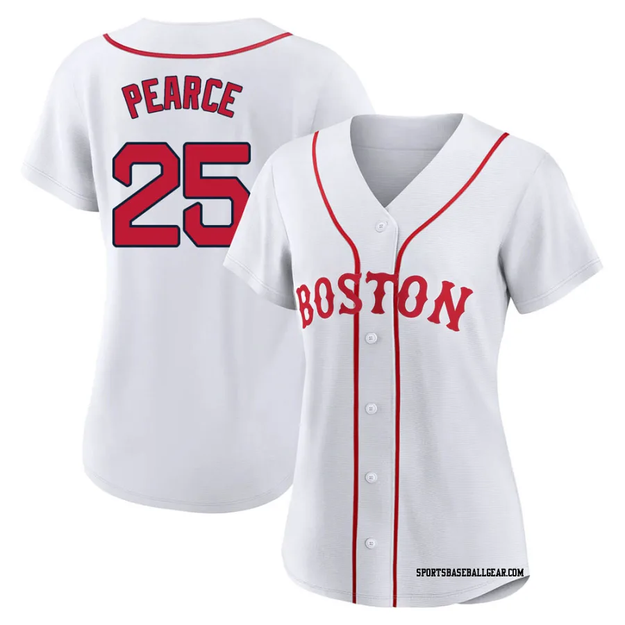 Steve Pearce Women's Boston Red Sox White Authentic 2021 Patriots' Day Jersey