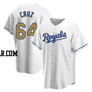 Steven Cruz Men's Kansas City Royals Gold Replica White Home Jersey