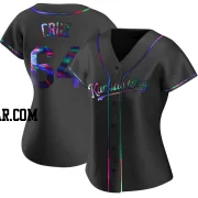 Steven Cruz Women's Kansas City Royals Black Holographic Replica Alternate Jersey