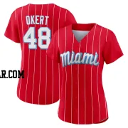 Steven Okert Women's Miami Marlins Red Authentic 2021 City Connect Jersey