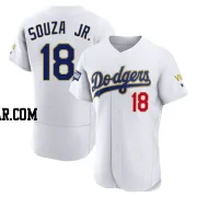 Steven Souza Jr. Men's Los Angeles Dodgers White/Gold Authentic 2021 Gold Program Player Jersey