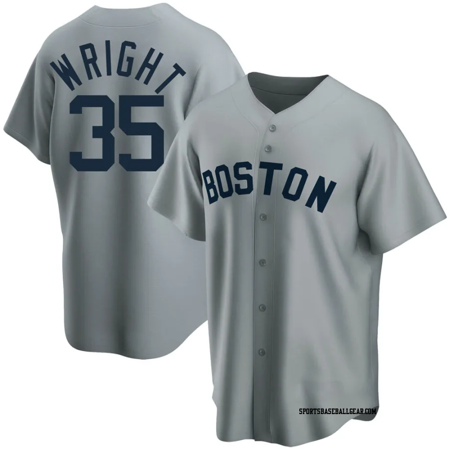 Steven Wright Men's Boston Red Sox Gray Replica Road Cooperstown Collection Jersey