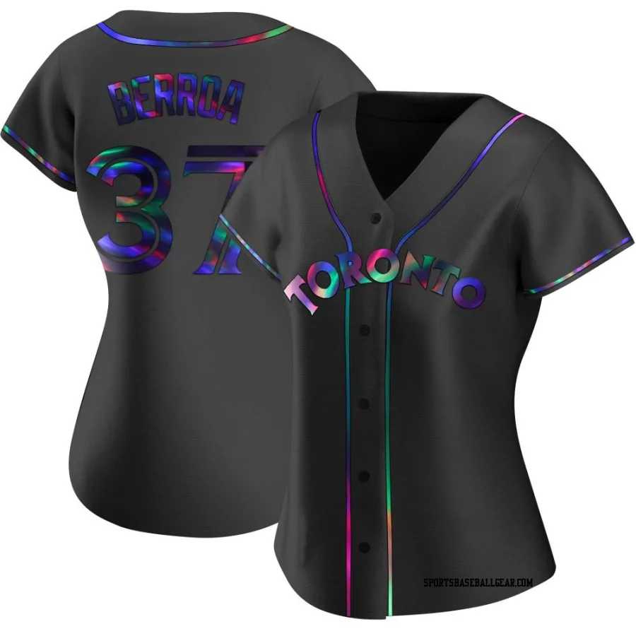 Steward Berroa Women's Toronto Blue Jays Black Holographic Replica Alternate Jersey