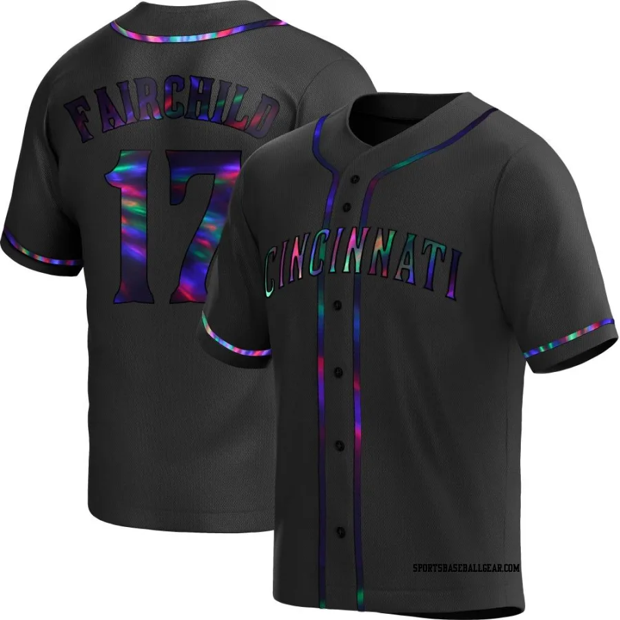 Stuart Fairchild Men's Cincinnati Reds Black Holographic Replica Alternate Jersey