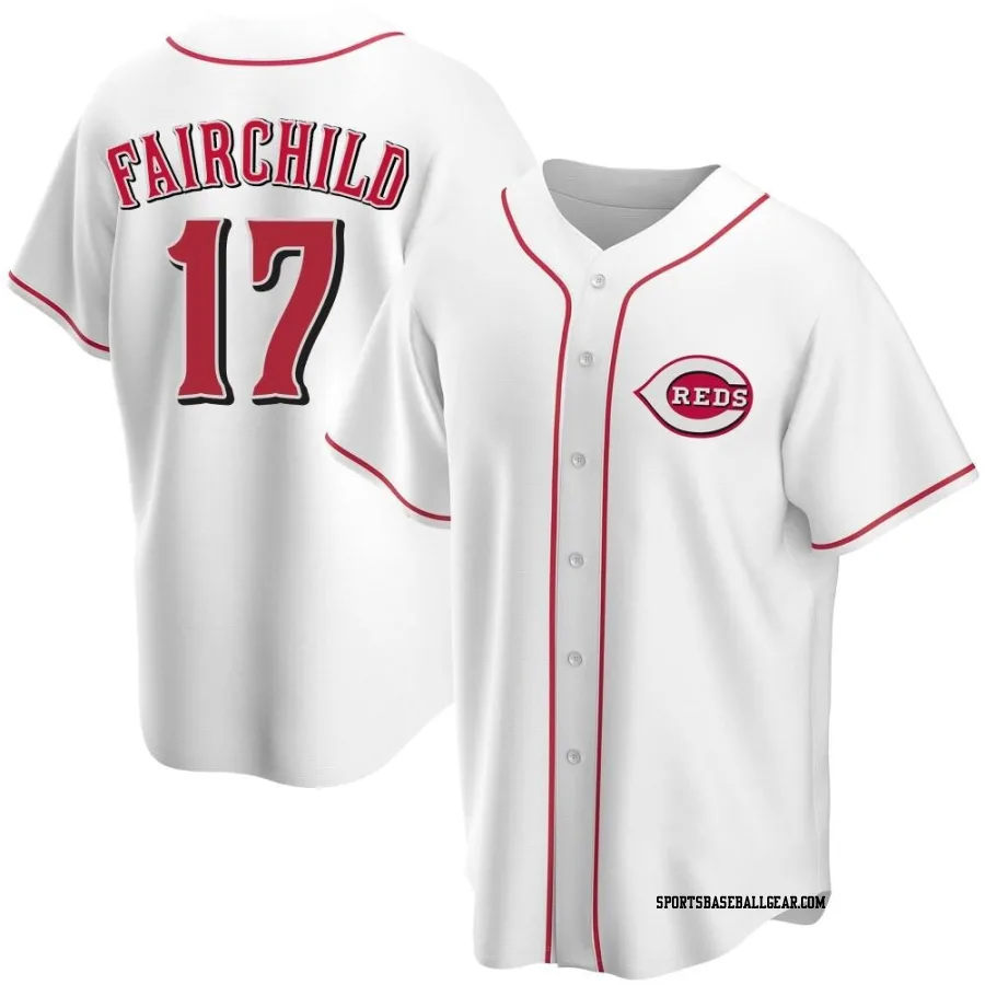 Stuart Fairchild Youth Cincinnati Reds White Replica Home Jersey