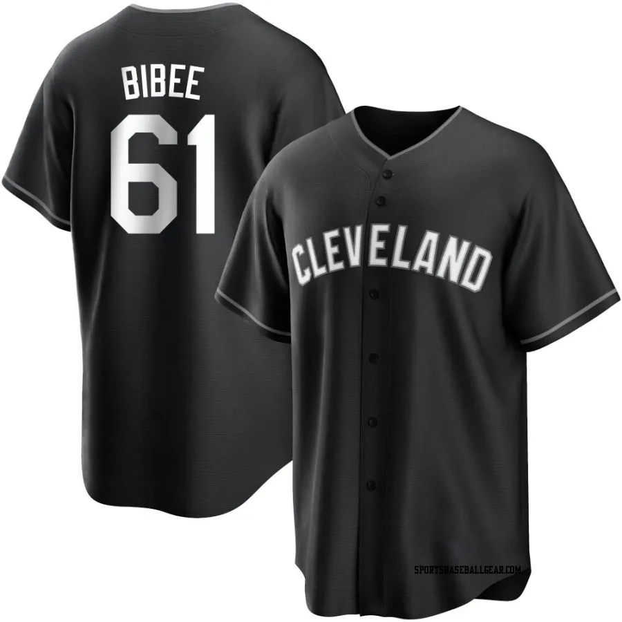 Tanner Bibee Men's Cleveland Guardians Black/White Replica Jersey