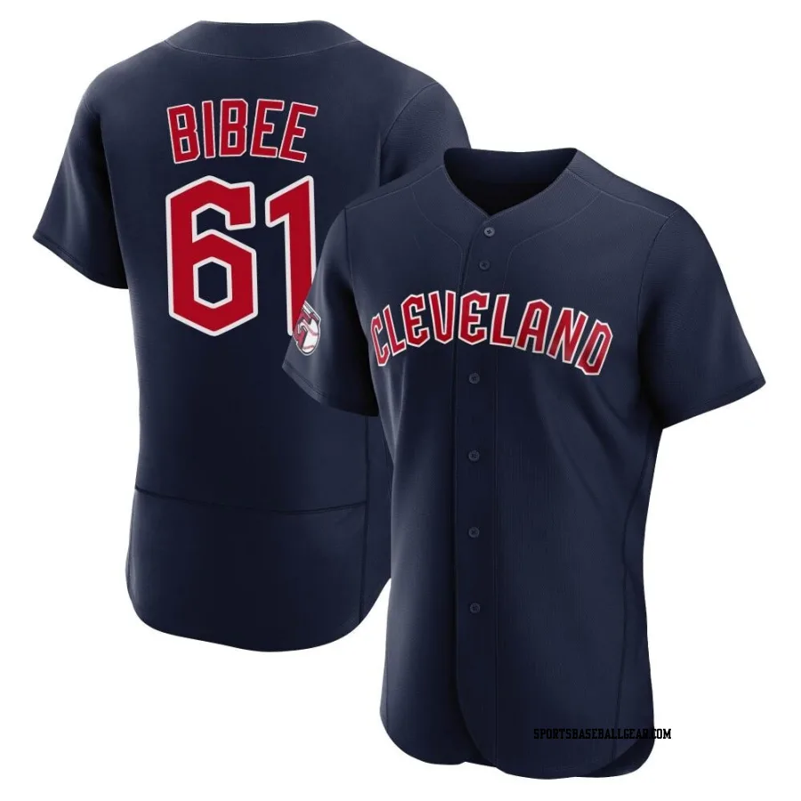 Tanner Bibee Men's Cleveland Guardians Navy Authentic Alternate Jersey