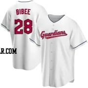 Tanner Bibee Men's Cleveland Guardians White Replica Home Jersey