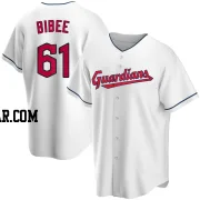 Tanner Bibee Men's Cleveland Guardians White Replica Home Jersey