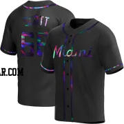 Tanner Scott Men's Miami Marlins Black Holographic Replica Alternate Jersey