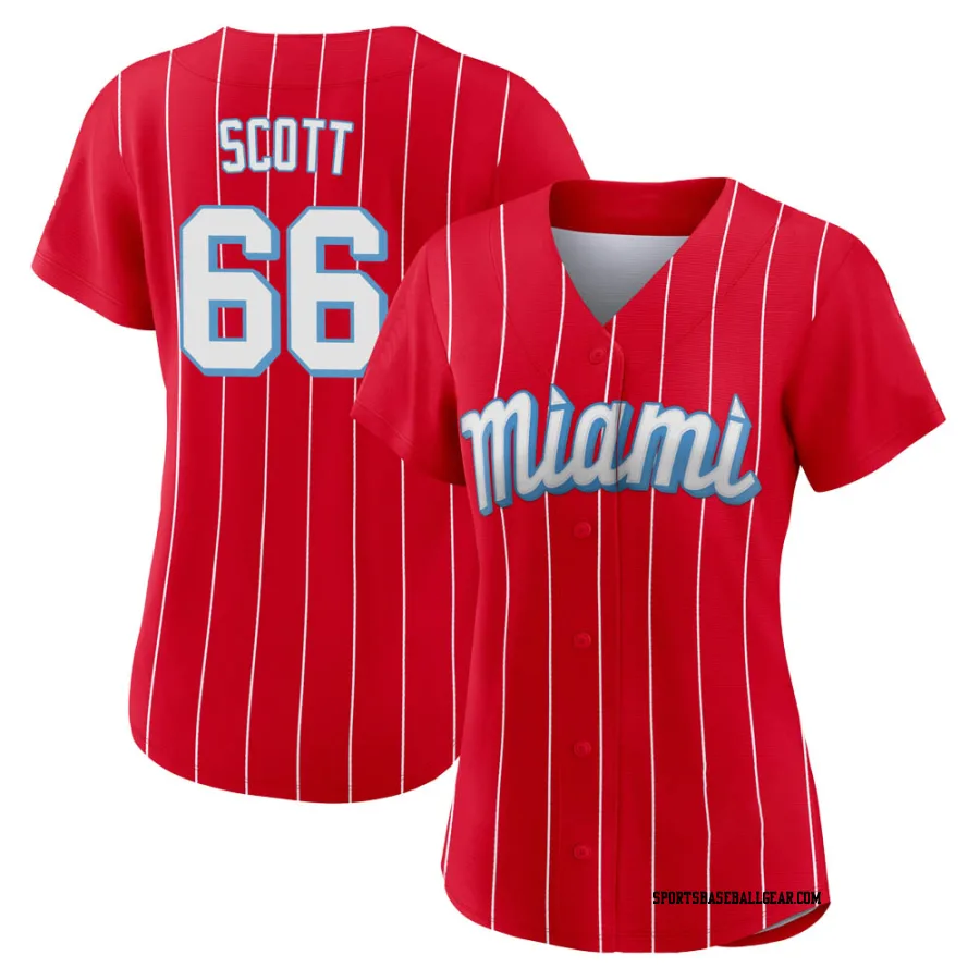 Tanner Scott Women's Miami Marlins Red Authentic 2021 City Connect Jersey