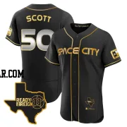 Tayler Scott Men's Houston Astros Black/Gold Authentic 2023 Space City Ready 2 Reign Flex Base Jersey