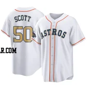 Tayler Scott Men's Houston Astros Gold Replica White 2023 Collection Jersey