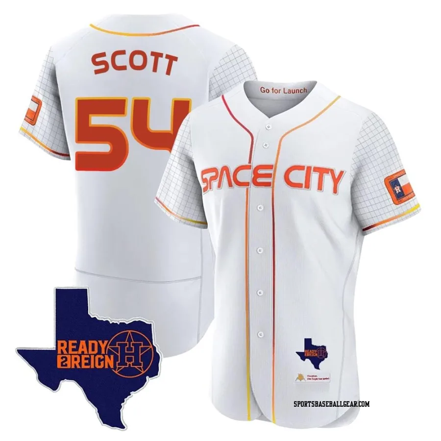 Tayler Scott Men's Houston Astros White Authentic 2023 Space City Ready 2 Reign Flex Base Jersey